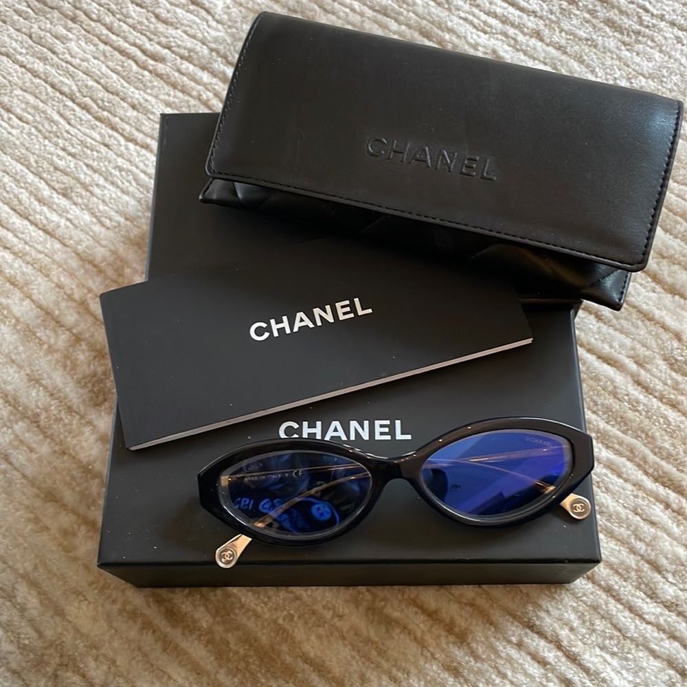 Brand new never worn navy Chanel cat eyes sunglasses